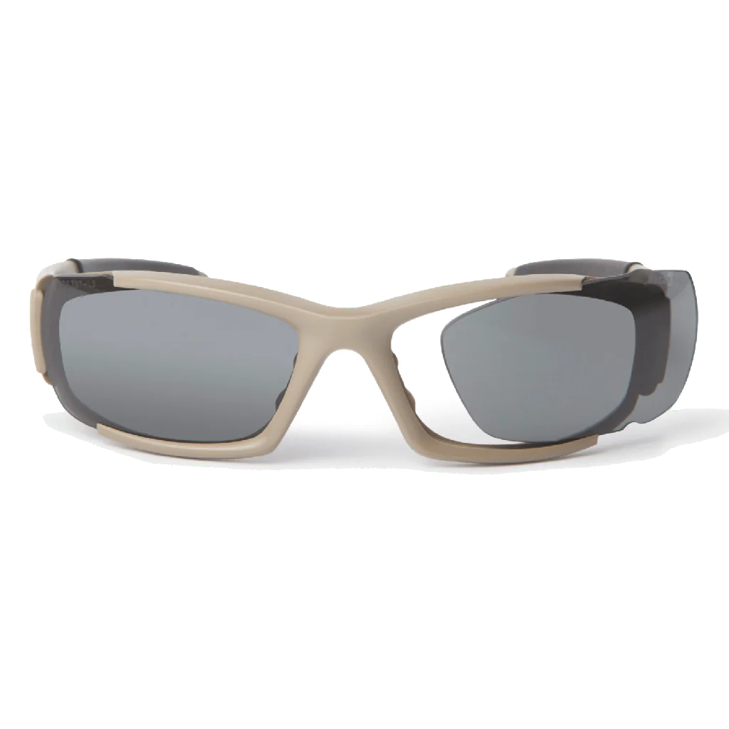 ESS CDI Ballistic Sunglasses with Terrain Tan Frame and Clear and Smoke Lenses - Image 3