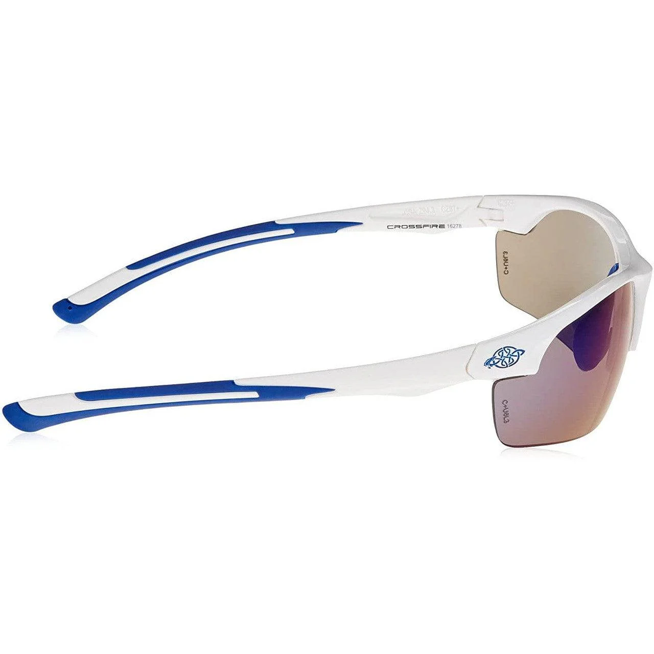 Crossfire AR3 Safety Glasses White Frame with Blue Mirror Lenses - Image 4