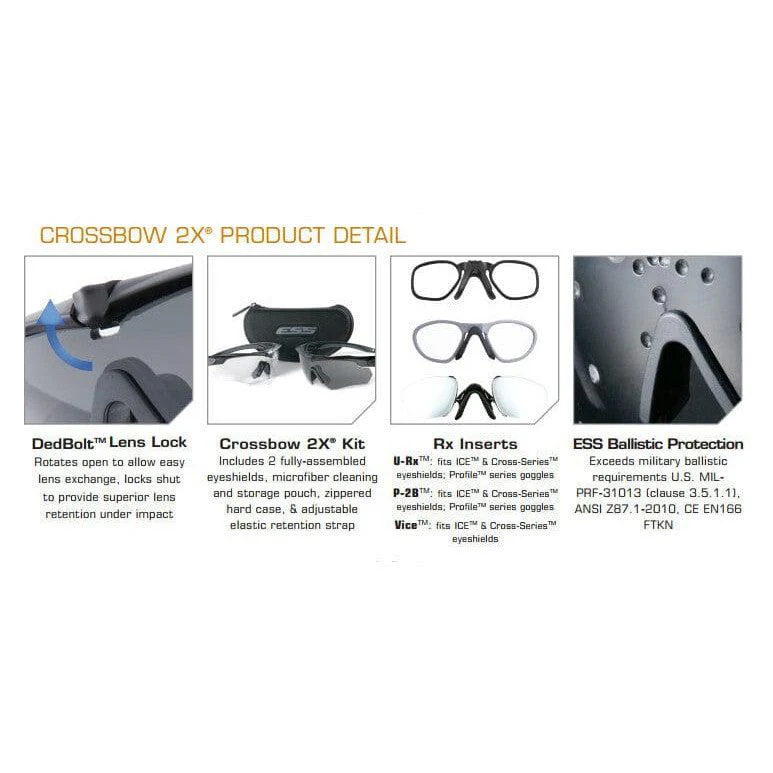 ESS Crossbow 2X Ballistic Safety Glasses Kit - Image 4