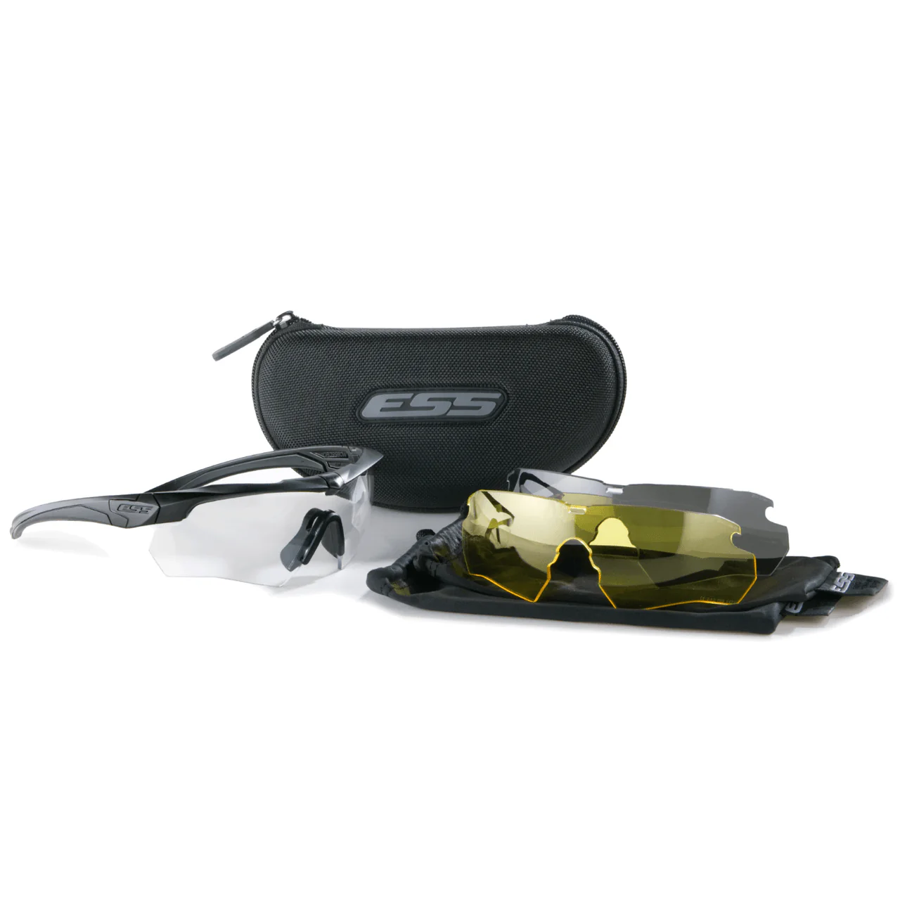 ESS Crossbow 3LS Safety Glasses Kit with Black Frame and Clear, Gray and Yellow Lenses - Image 5