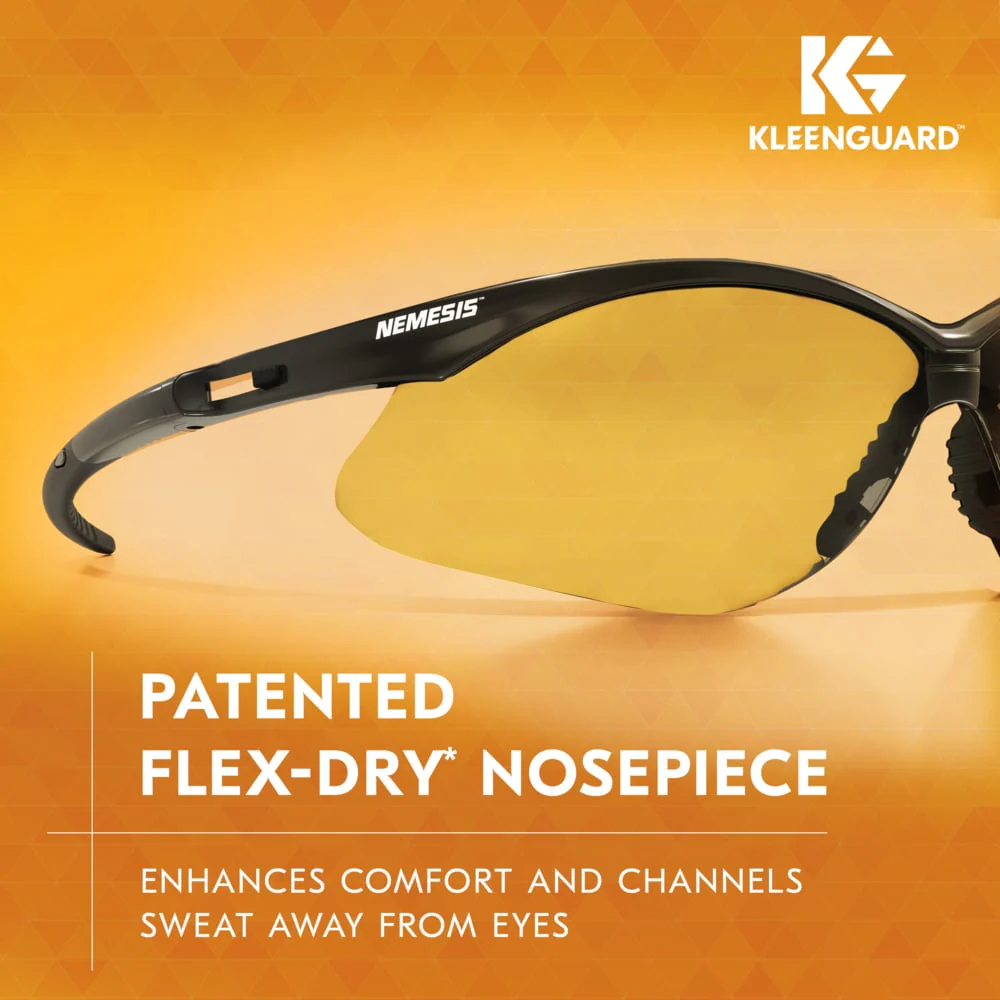 KleenGuard Nemesis Safety Glasses with Black Frame and Amber Lens - Image 5