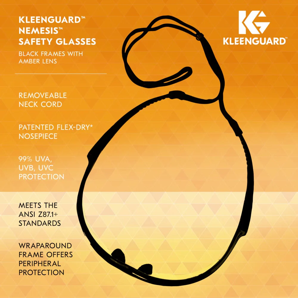 KleenGuard Nemesis Safety Glasses with Black Frame and Amber Lens - Image 6