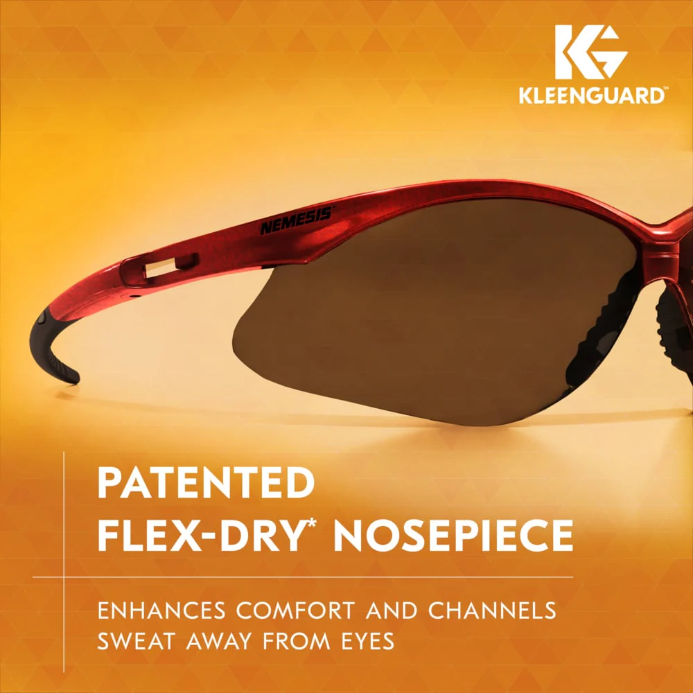 KleenGuard Nemesis Inferno Safety Glasses with Red Frame and Smoke Lens - Image 3