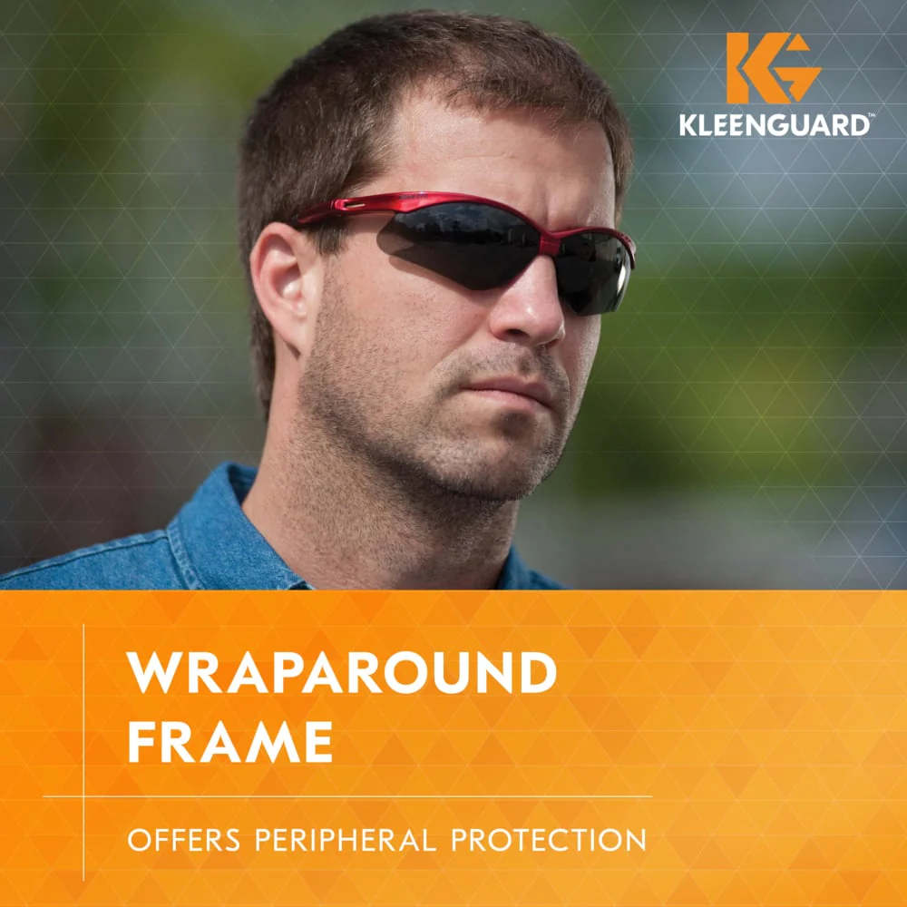 KleenGuard Nemesis Inferno Safety Glasses with Red Frame and Smoke Lens - Image 4