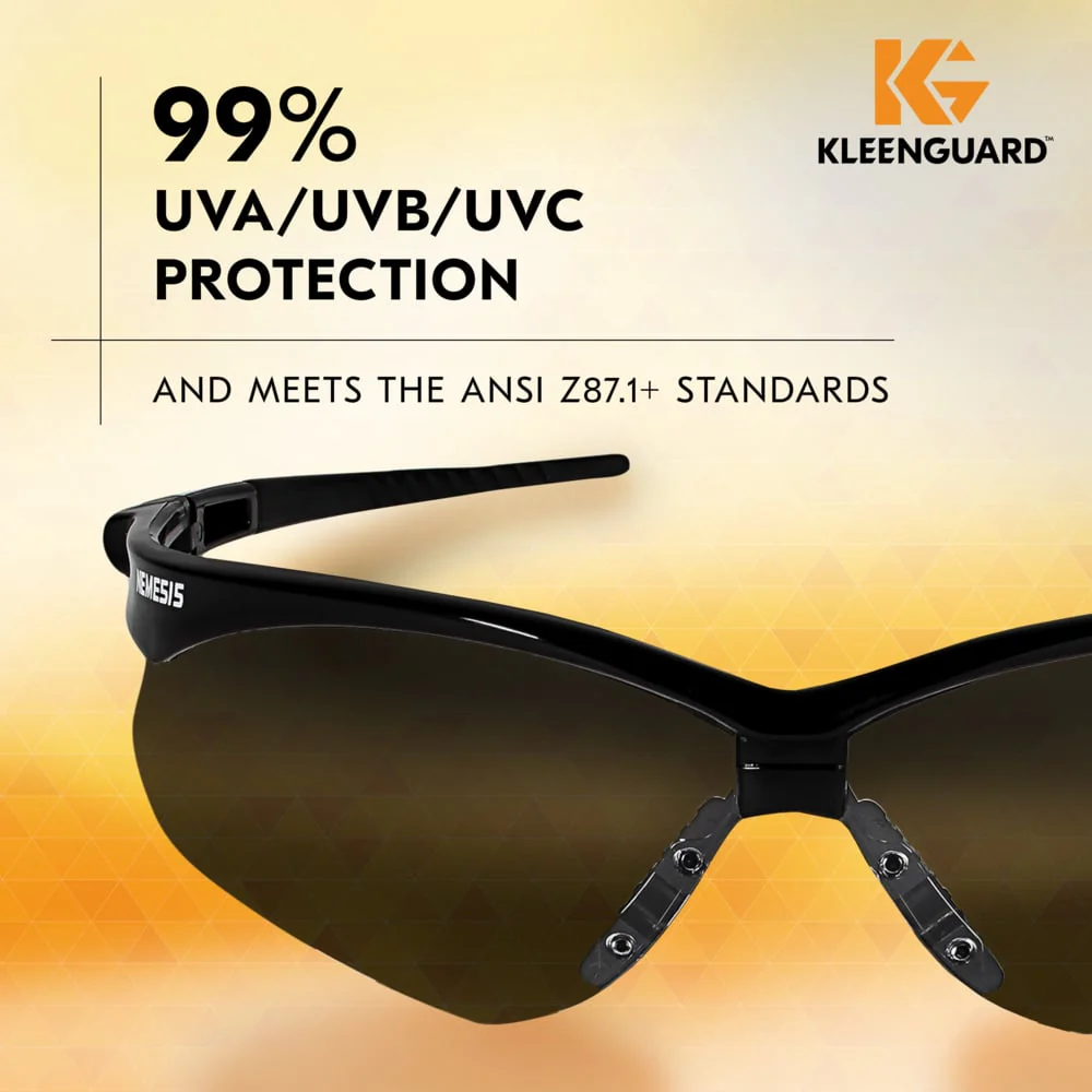 KleenGuard Nemesis Safety Glasses with Black Frame and Anti-Fog Smoke Lens - Image 3