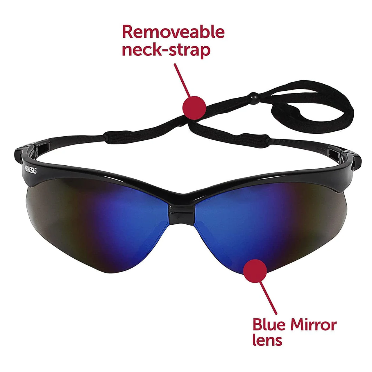 KleenGuard Nemesis Safety Glasses with Black Frame and Blue Mirror Lens - Image 8