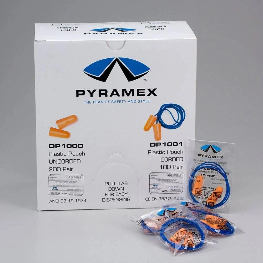 Pyramex DP1001 Foam Corded Earplugs NRR-32 (100-Pr Box) - Image 3
