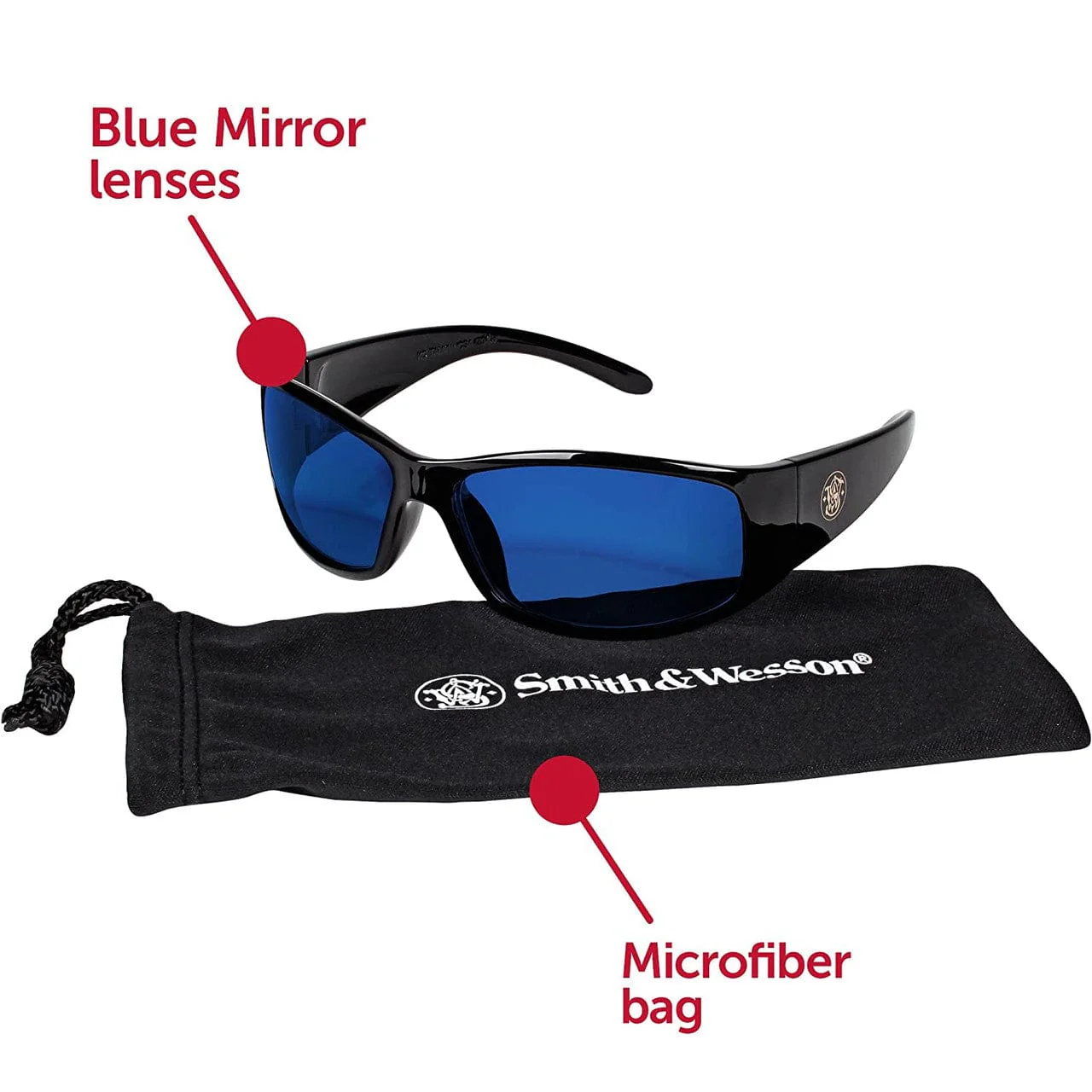 Smith & Wesson Elite Safety Glasses with Black Frame and Blue Mirror Lens - Image 4